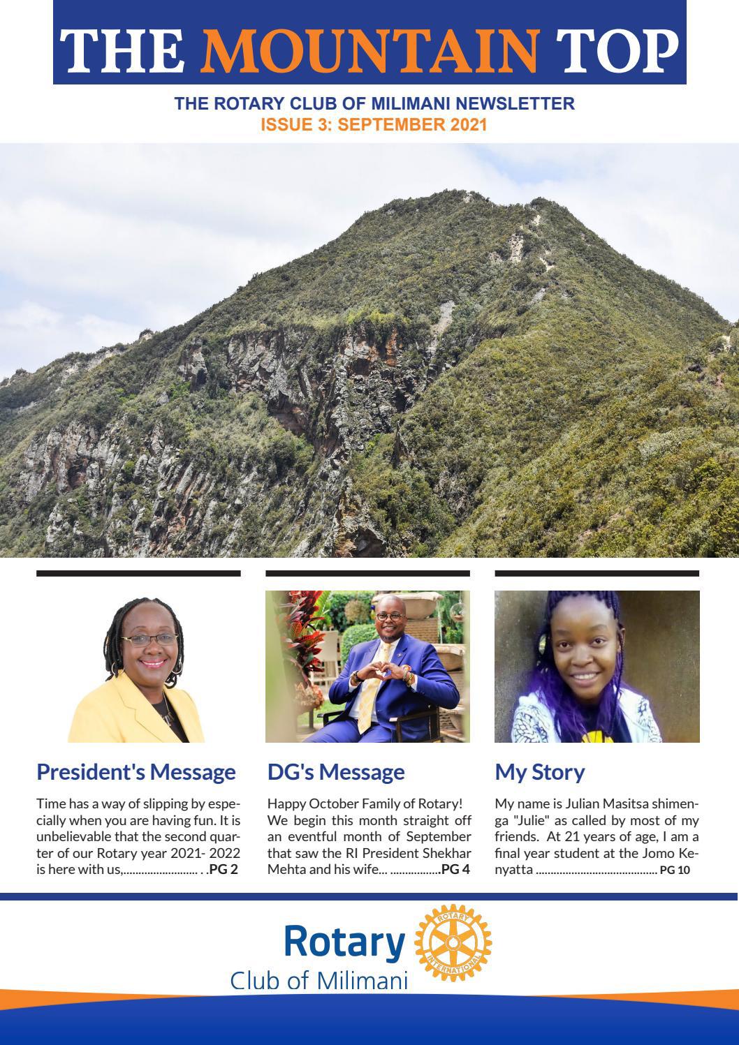 The Mountain Top (Rotary Club of Milimani September 3rd Issue)