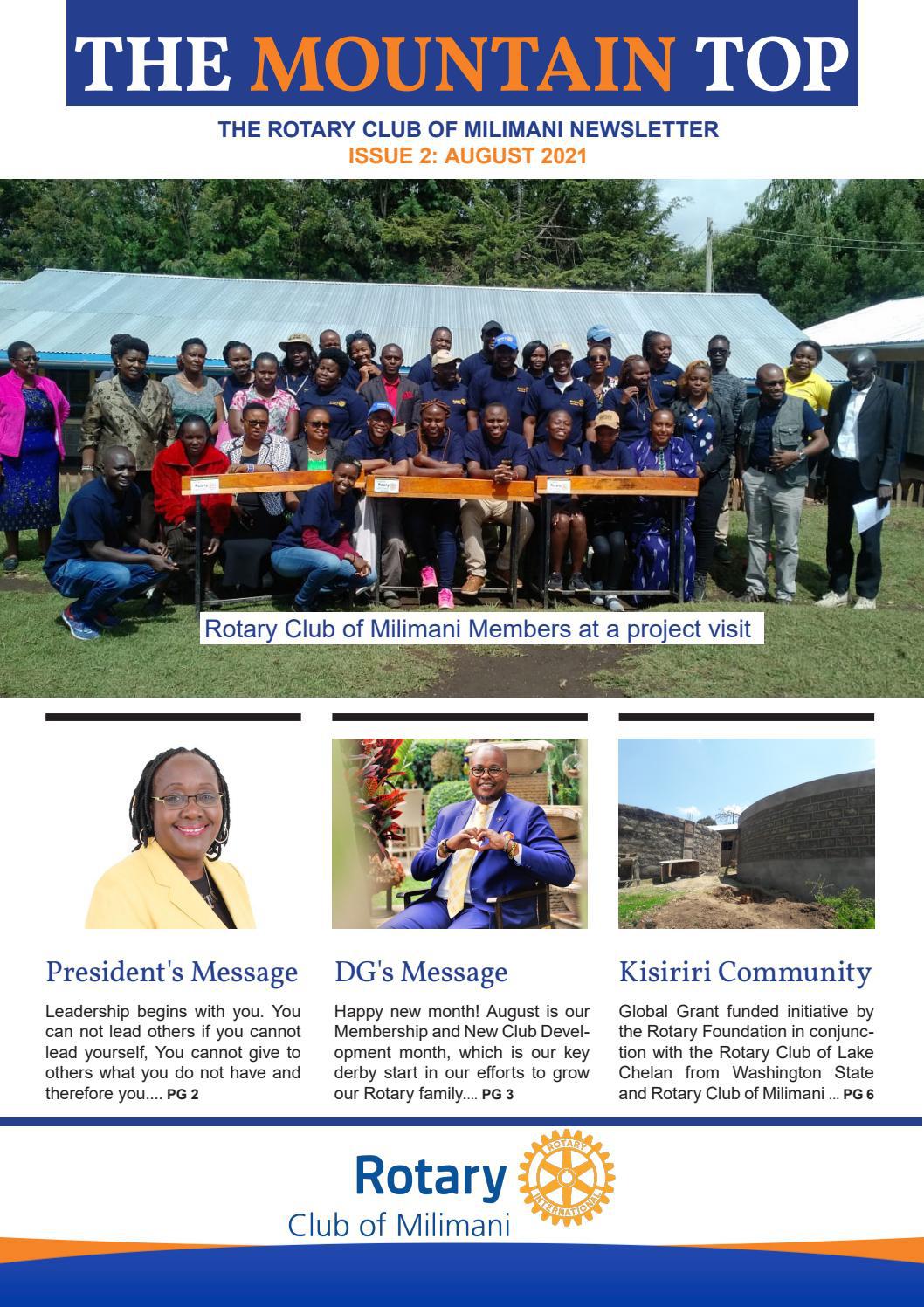 The Mountain Top (Rotary Club of Milimani Magazine August Issue 2)