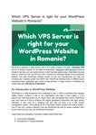 Читать журнал Which VPS Server is right for your WordPress Website in Romania?