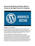 Awesome WordPress Hosting | When It Comes to the Right Choice for a Website