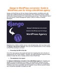 Django to WordPress conversion: Guide to WordPress user for hiring a WordPress agency