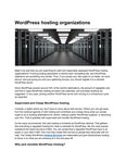 WordPress hosting organizations