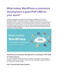 What makes WordPress e-commerce development a good PHP CMS for your store?