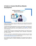A Guide on Custom WordPress Website Development