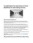 9 Justifications For what reason to Favor WordPress for web hosting services