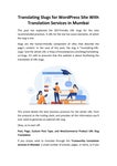 Translating Slugs for WordPress Site with Translation Services in Mumbai