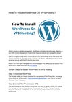How To Install WordPress On VPS Hosting?
