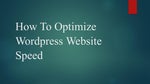 ������ ������ How To Optimize Wordpress Website Speed