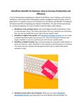 WordPress Benefits for Business: How to Increase Productivity and Efficiency