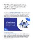 WordPress Development Services - How to save money and time with WordPress CMS?