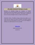 Affordable Hosting for Wordpress Canada | Mobilehost.biz