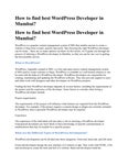 How to find best WordPress Developer in Mumbai?