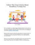 Follow This Great Article About WordPress To Help You