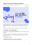 8 Steps to Take After WordPress Installation