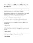 Create An Educational WordPress Website