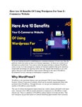 ������ ������ Here Are 10 Benefits Of Using Wordpress For Your E-Commerce Website