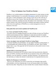 ������ ������ 7 Ways To Optimize Your WordPress Website