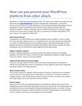 How can you prevent your WordPress platform from cyber attack.