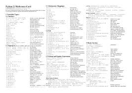 Python 2.5 Reference Card, 2009 by Michael Goerz