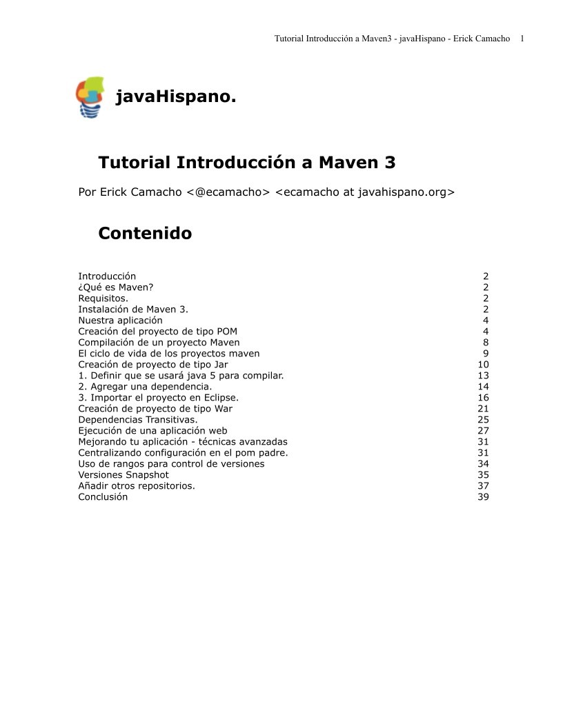 Tutorial Introducci?n a Maven3 - javaHispano - Erick Camacho